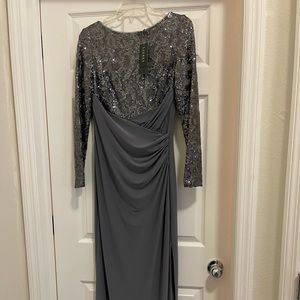 Ralph Lauren Gray long Dress, women size 8 with tags attached. Long Sleeve